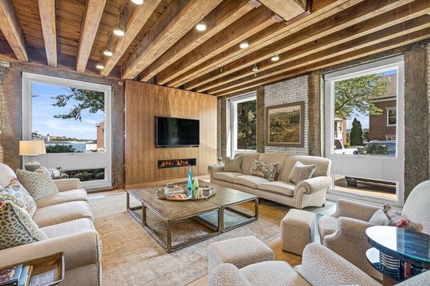 Interior, Living room, Recessed Lighting, Wooden Beams, Wooden Ceilings