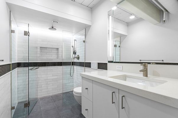 Bathroom, Dual Sink Vanities, Glass Shower, Interior, Recessed Lighting