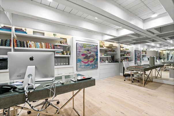 Home Office, Interior, Recessed Lighting, Wood Texture Flooring