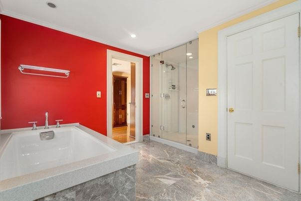 Bathroom, Glass Shower, Interior, Recessed Lighting