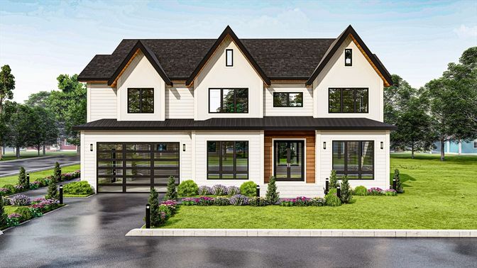 Attached, Exterior, Facade, Farmhouse