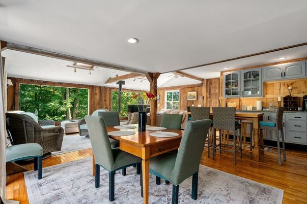 Dining room, Interior, Kitchen, Recessed Lighting, Wood Texture Flooring