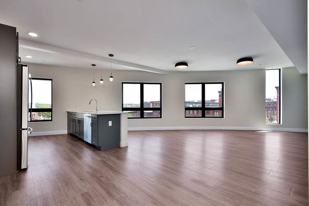 Interior, Kitchen, Pendant Lights, Recessed Lighting, Wood Texture Flooring
