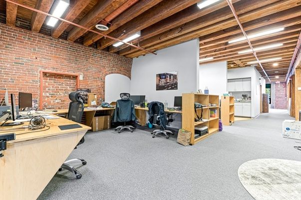 Home Office, Interior, Recessed Lighting, Stone Walls, Wooden Beams, Wooden Ceilings