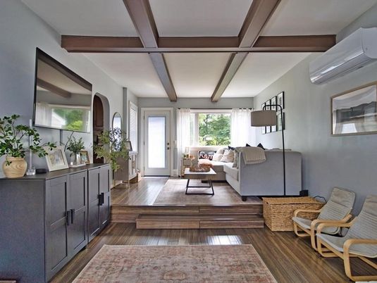Interior, Living room, Wooden Beams, Wood Texture Flooring