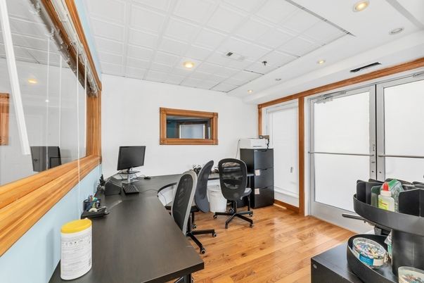 Home Office, Interior, Recessed Lighting, Wood Texture Flooring