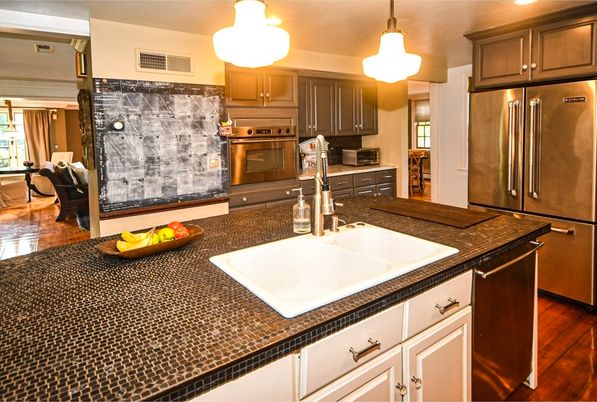 Interior, Kitchen, Pendant Lights, Stainless Steel Appliances, Wood Texture Flooring