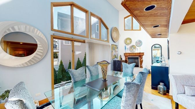 Fireplace, Interior, Living room, Recessed Lighting, Wooden Ceilings, Wood Texture Flooring