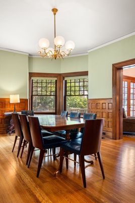 Chandelier, Dining room, Interior, Wood Texture Flooring