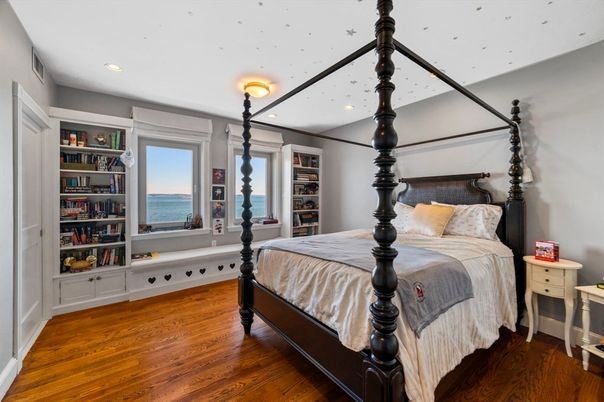 Bedroom, Interior, Recessed Lighting, Water, Wood Texture Flooring
