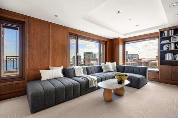 Interior, Living room, Recessed Lighting, Wooden Walls
