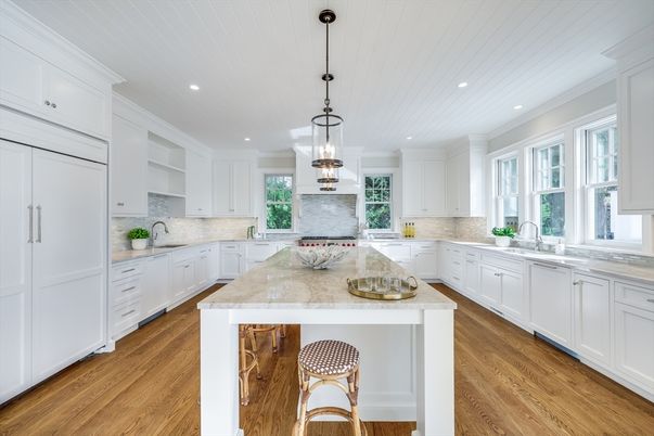 Interior, Kitchen, Pendant Lights, Recessed Lighting, Wood Texture Flooring