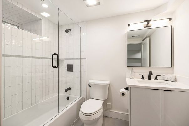Bathroom, Glass Shower, Interior, Recessed Lighting