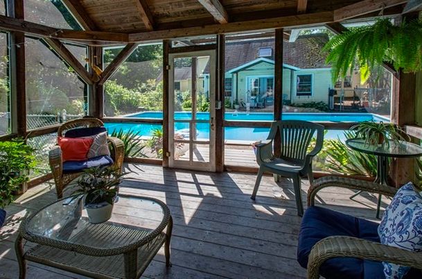 Exterior, Pool, Wood Texture Flooring