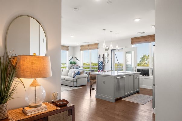 Interior, Kitchen, Living room, Pendant Lights, Recessed Lighting, Wood Texture Flooring