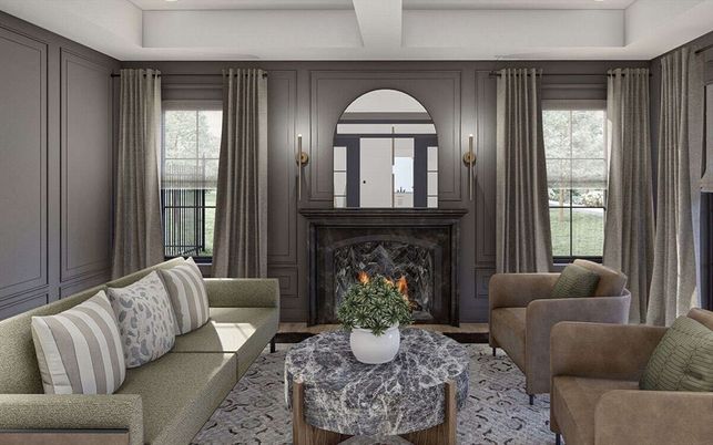 Fireplace, Interior, Living room, Recessed Lighting