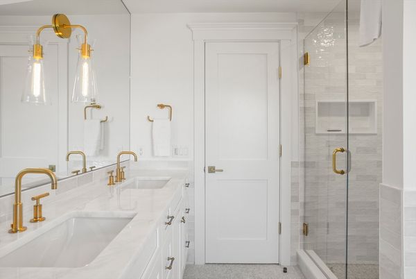 Bathroom, Dual Sink Vanities, Glass Shower, Interior