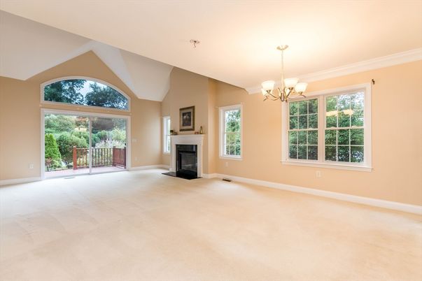 Chandelier, Empty room, Fireplace, Interior