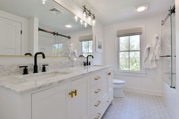 Bathroom, Dual Sink Vanities, Glass Shower, Interior, Recessed Lighting