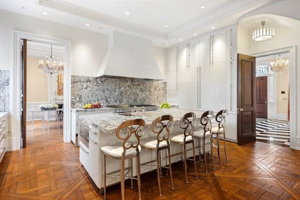 Chandelier, Interior, Kitchen, Recessed Lighting, Wood Texture Flooring