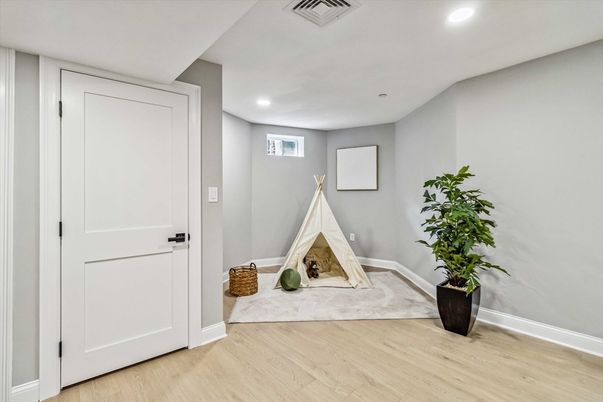 Fireplace, Interior, Recessed Lighting, Wood Texture Flooring