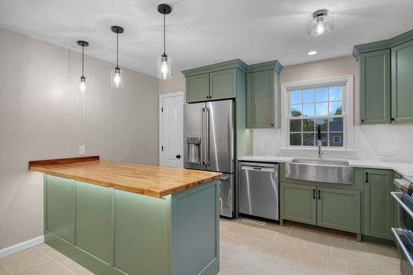 Interior, Kitchen, Pendant Lights, Recessed Lighting, Stainless Steel Appliances
