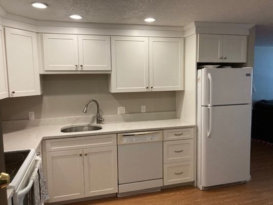 Interior, Kitchen, Recessed Lighting, Wood Texture Flooring