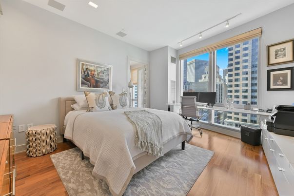 Bedroom, Home Office, Interior, Recessed Lighting, Wood Texture Flooring