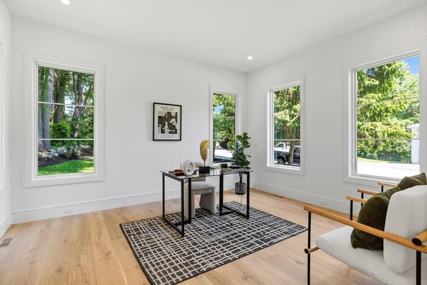 Home Office, Interior, Recessed Lighting, Wood Texture Flooring