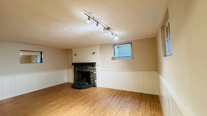 Empty room, Fireplace, Interior, Wood Texture Flooring