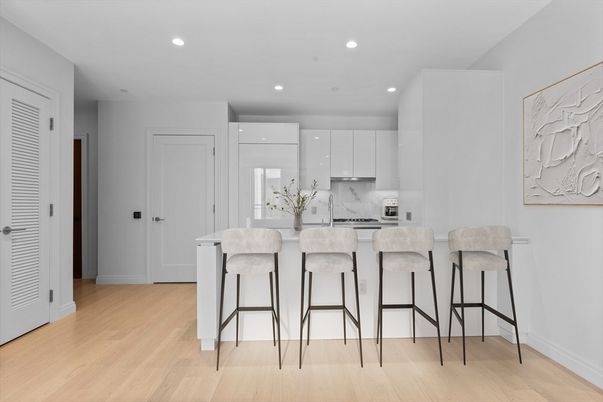 Interior, Kitchen, Recessed Lighting, Wood Texture Flooring
