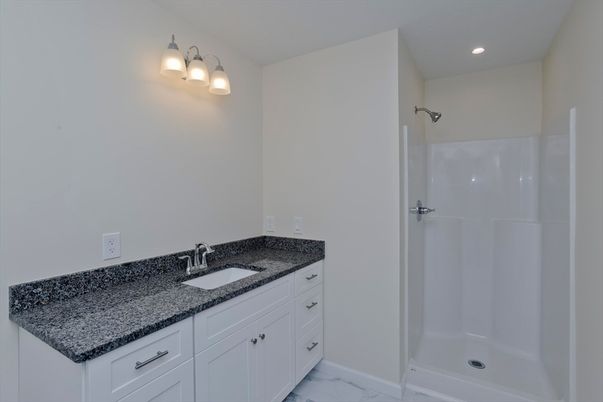Bathroom, Dual Sink Vanities, Interior, Marble, Recessed Lighting
