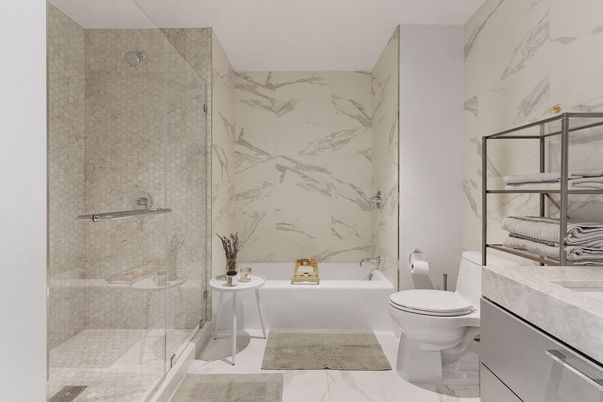 Bathroom, Glass Shower, Interior, Marble, Marble Walls