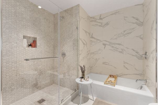 Bathroom, Glass Shower, Interior, Marble Walls