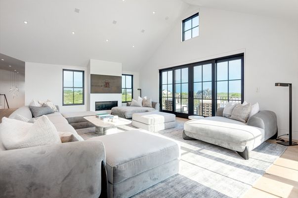Bedroom, Fireplace, Interior, Living room, Pendant Lights, Recessed Lighting, Wood Texture Flooring
