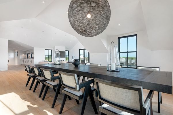 Dining room, Interior, Kitchen, Recessed Lighting, Wood Texture Flooring