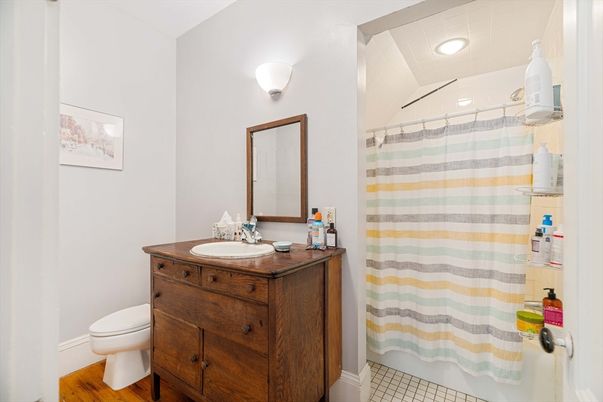 Bathroom, Interior, Recessed Lighting, Wood Texture Flooring