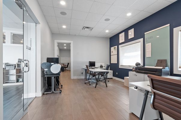 Home Office, Interior, Recessed Lighting, Wood Texture Flooring