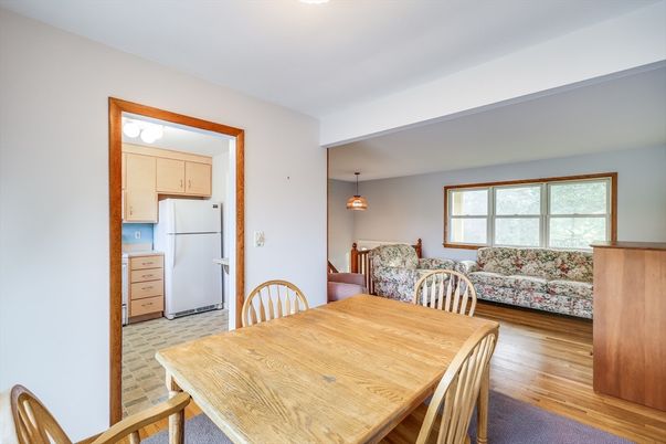 Dining room, Interior, Kitchen, Pendant Lights, Wood Texture Flooring
