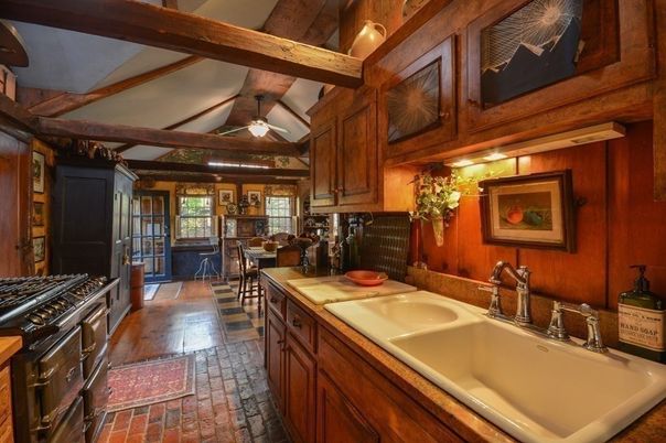 Dining room, Interior, Kitchen, Tile Countertops, Wooden Beams