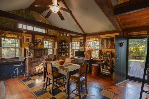 Dining room, Interior, Wooden Beams, Wood Texture Flooring