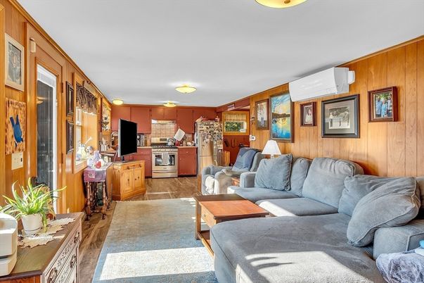 Interior, Kitchen, Living room, Stainless Steel Appliances, Wood Texture Flooring