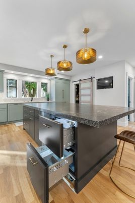 Interior, Kitchen, Recessed Lighting, Wood Texture Flooring