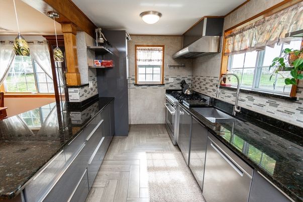 Interior, Kitchen, Stainless Steel Appliances, Wood Texture Flooring
