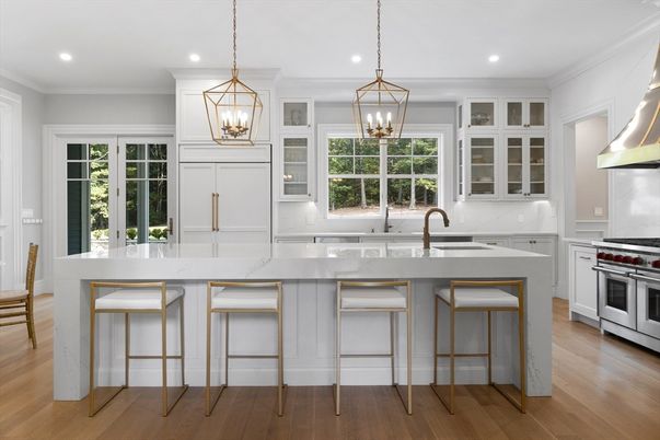 Fireplace, Interior, Pendant Lights, Recessed Lighting, Wood Texture Flooring