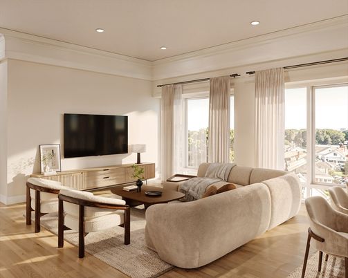Interior, Living room, Recessed Lighting, Wood Texture Flooring