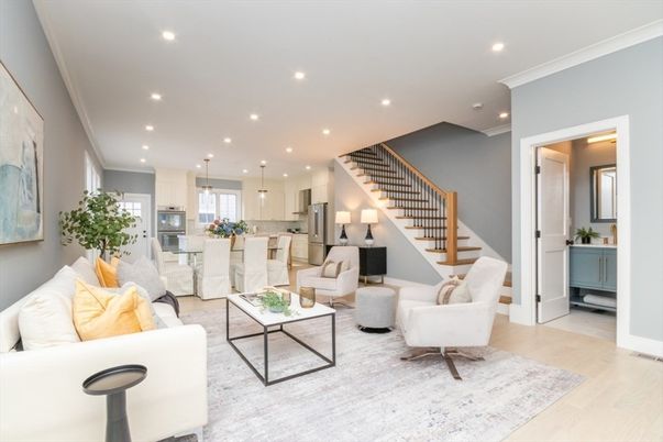 Interior, Kitchen, Living room, Pendant Lights, Recessed Lighting, Stainless Steel Appliances, Wood Texture Flooring