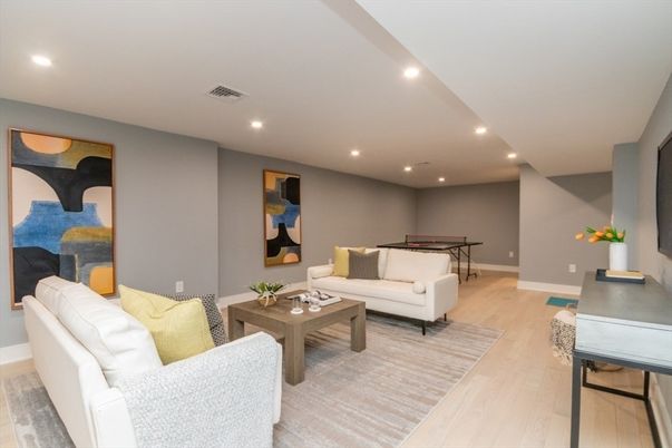 Game Room, Interior, Living room, Recessed Lighting, Wood Texture Flooring