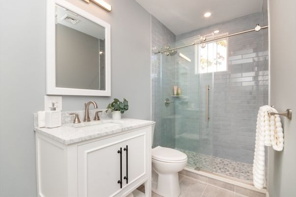 Bathroom, Glass Shower, Interior, Recessed Lighting