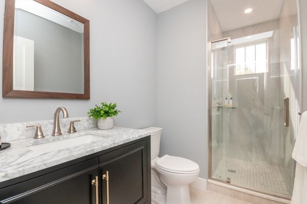 Bathroom, Glass Shower, Interior, Recessed Lighting
